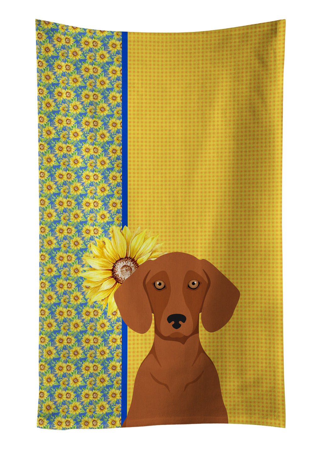 Summer Sunflowers Red Dachshund Kitchen Towel Dish Cloths Guest Hand Towel Decorative Bathroom Towel for Face,Tea, Dishcloth, Kitchen and Bath