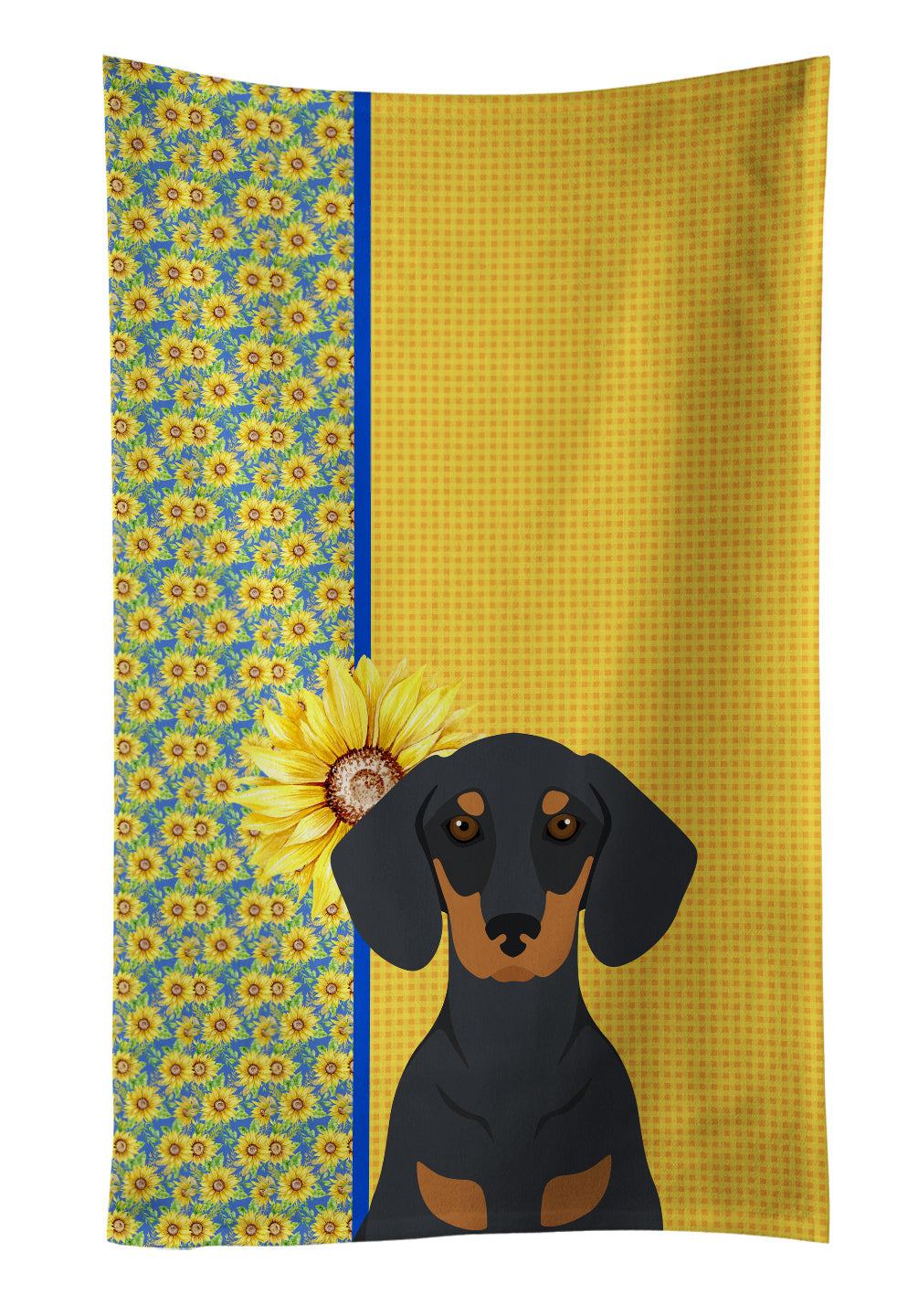 Summer Sunflowers Black and Tan Dachshund Kitchen Towel Dish Cloths Guest Hand Towel Decorative Bathroom Towel for Face,Tea, Dishcloth, Kitchen and Bath