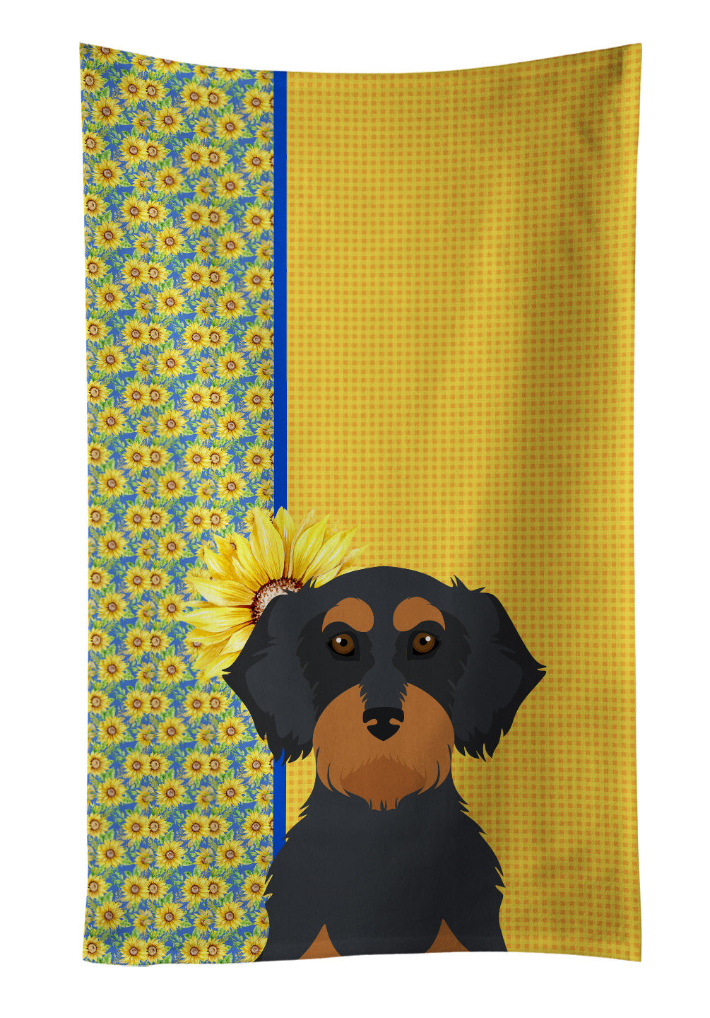 Summer Sunflowers Wirehair Black and Tan Dachshund Kitchen Towel Dish Cloths Guest Hand Towel Decorative Bathroom Towel for Face,Tea, Dishcloth, Kitchen and Bath