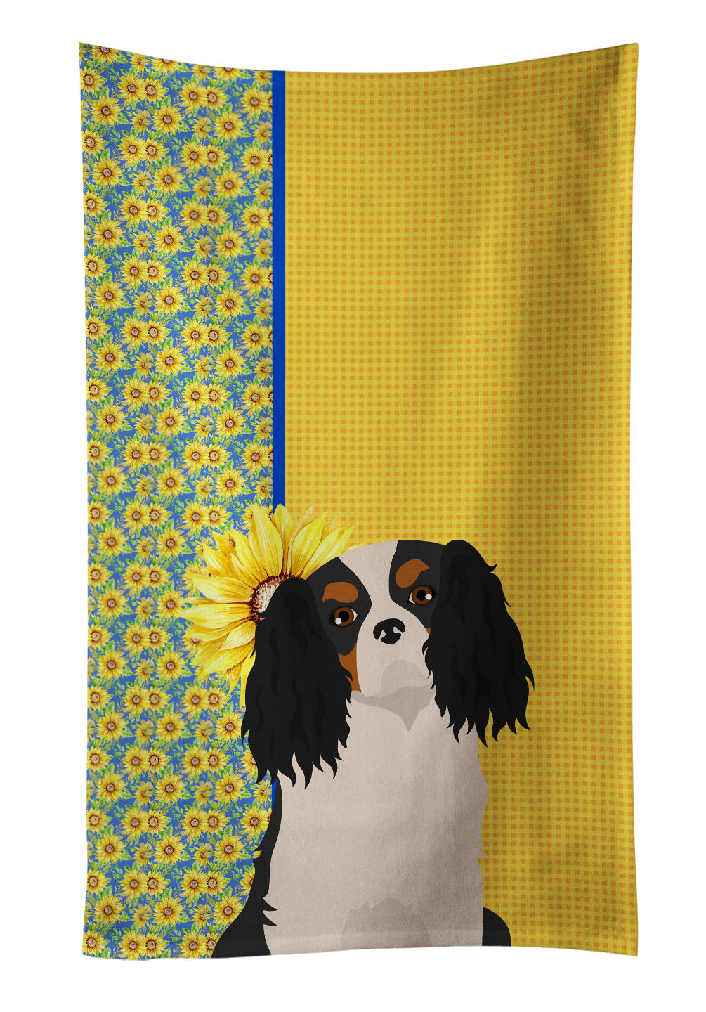 Summer Sunflowers Tricolor Cavalier Spaniel Kitchen Towel Dish Cloths Guest Hand Towel Decorative Bathroom Towel for Face,Tea, Dishcloth, Kitchen and Bath