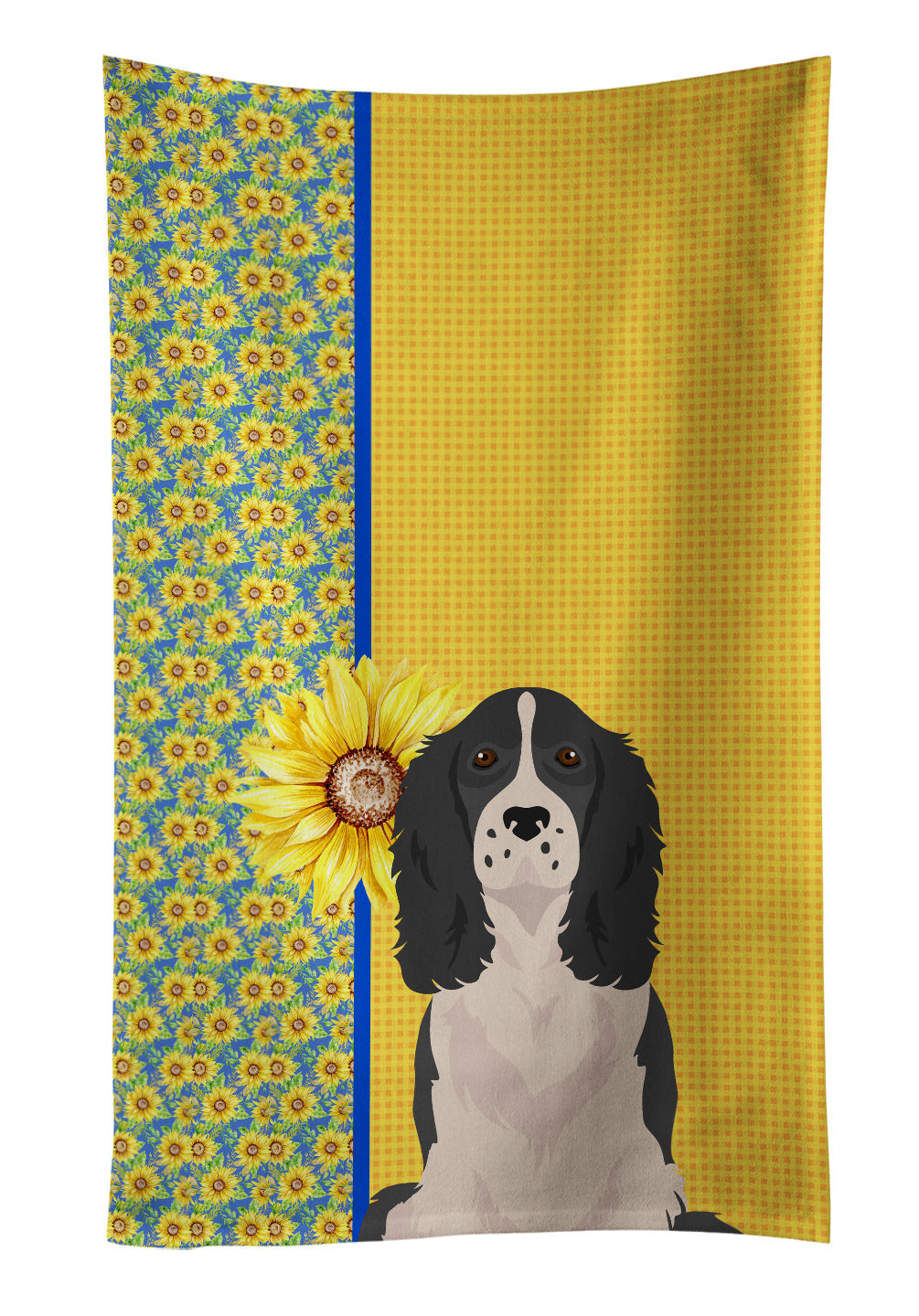 Summer Sunflowers Black English Springer Spaniel Kitchen Towel Dish Cloths Guest Hand Towel Decorative Bathroom Towel for Face,Tea, Dishcloth, Kitchen and Bath