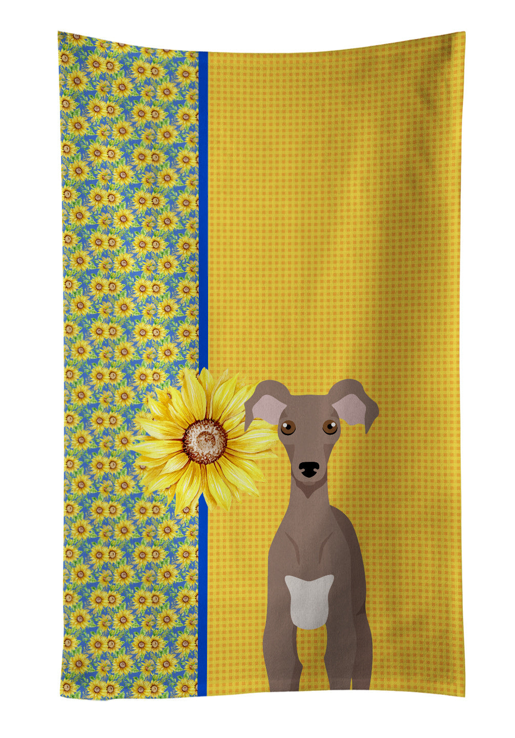 Summer Sunflowers Fawn Italian Greyhound Kitchen Towel Dish Cloths Guest Hand Towel Decorative Bathroom Towel for Face,Tea, Dishcloth, Kitchen and Bath