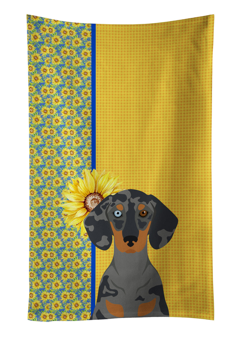 Summer Sunflowers Black Dapple Dachshund Kitchen Towel Dish Cloths Guest Hand Towel Decorative Bathroom Towel for Face,Tea, Dishcloth, Kitchen and Bath