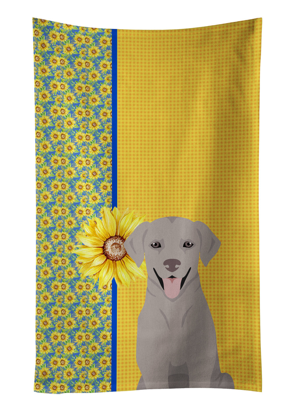 Summer Sunflowers Gray Labrador Retriever Kitchen Towel Dish Cloths Guest Hand Towel Decorative Bathroom Towel for Face,Tea, Dishcloth, Kitchen and Bath