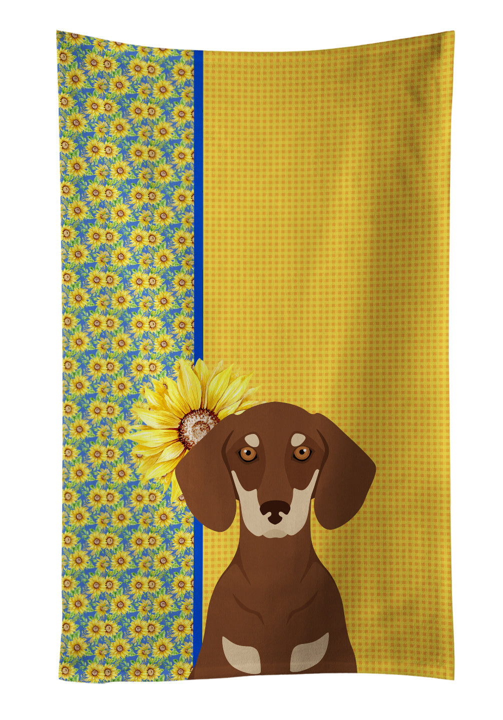 Summer Sunflowers Chocolate and Cream Dachshund Kitchen Towel Dish Cloths Guest Hand Towel Decorative Bathroom Towel for Face,Tea, Dishcloth, Kitchen and Bath