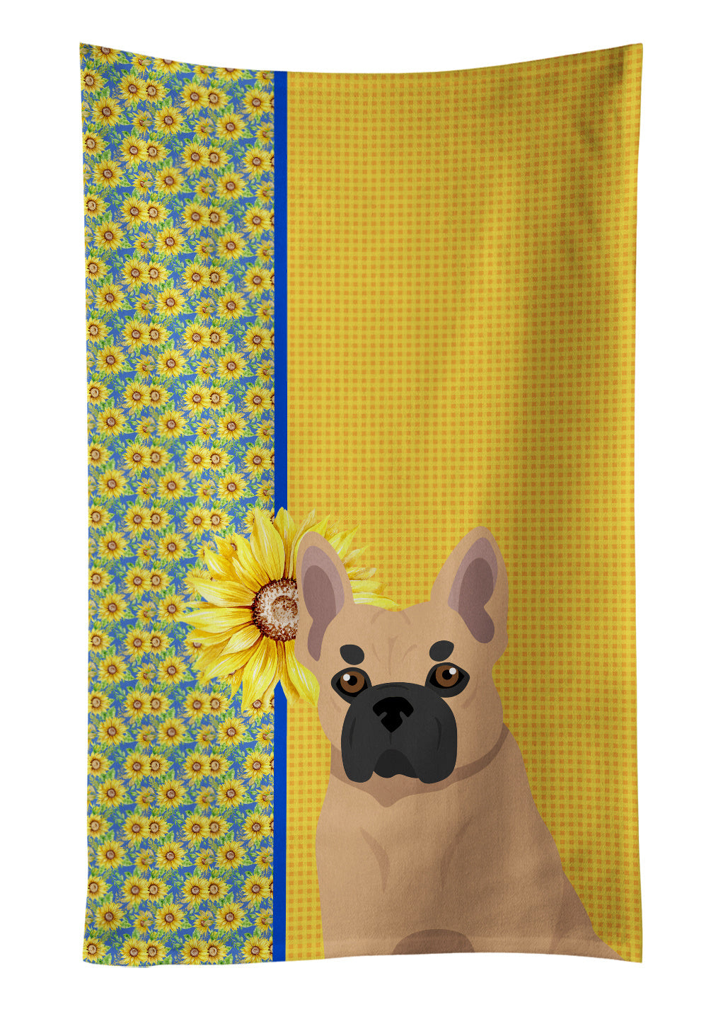 Summer Sunflowers Fawn French Bulldog Kitchen Towel Dish Cloths Guest Hand Towel Decorative Bathroom Towel for Face,Tea, Dishcloth, Kitchen and Bath