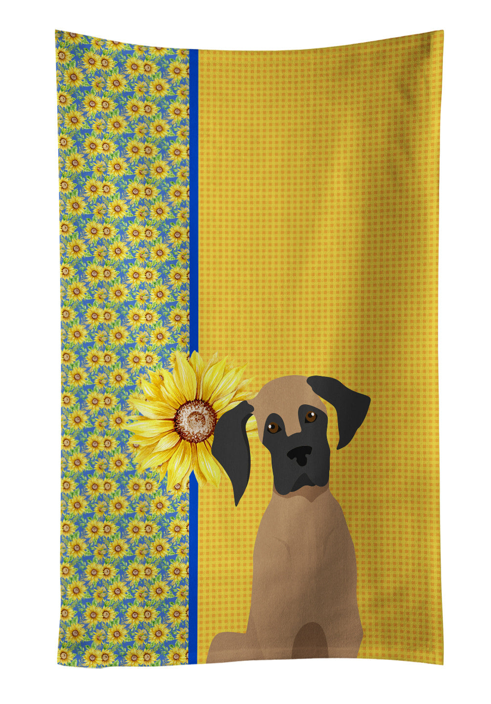 Summer Sunflowers Fawn Great Dane Kitchen Towel Dish Cloths Guest Hand Towel Decorative Bathroom Towel for Face,Tea, Dishcloth, Kitchen and Bath