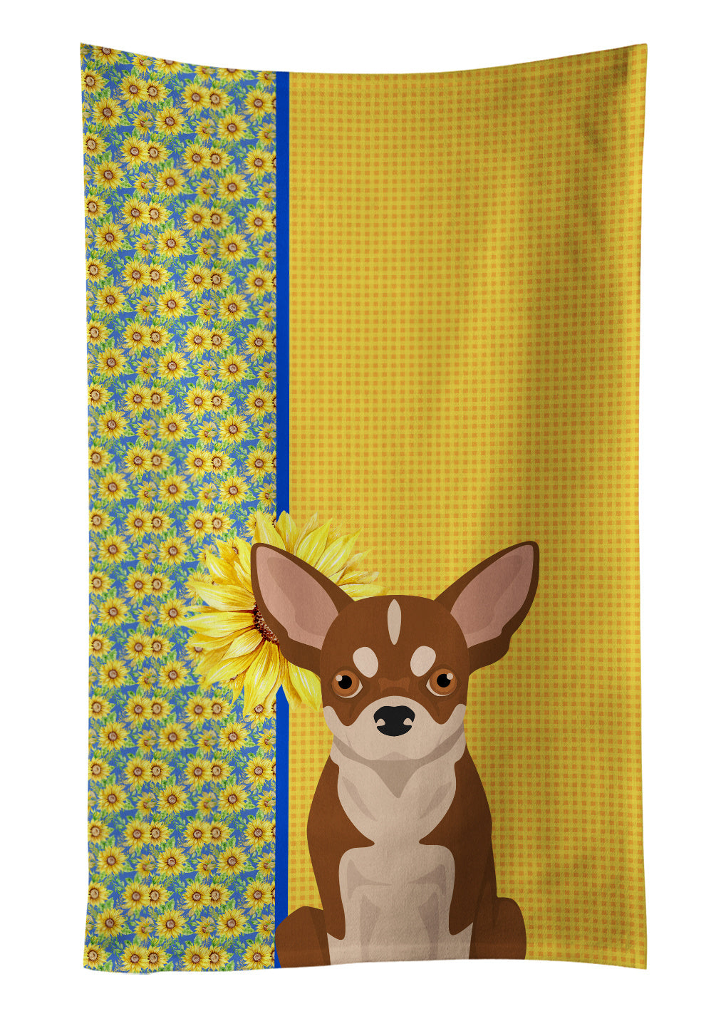 Summer Sunflowers Red and White Chihuahua Kitchen Towel Dish Cloths Guest Hand Towel Decorative Bathroom Towel for Face,Tea, Dishcloth, Kitchen and Bath