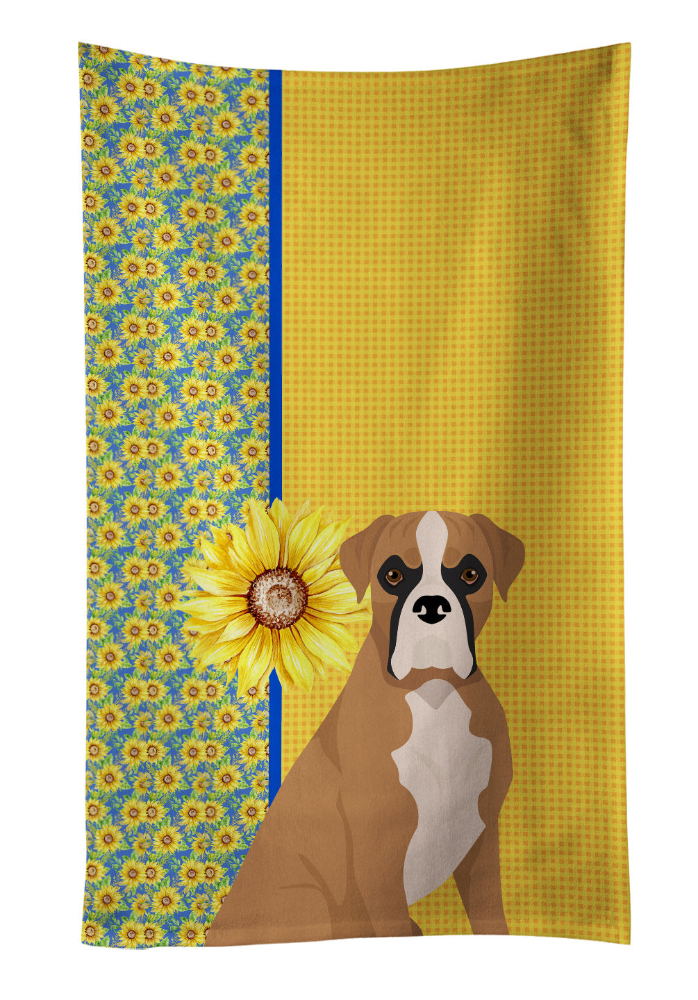 Summer Sunflowers Natural Eared Fawn Boxer Kitchen Towel Dish Cloths Guest Hand Towel Decorative Bathroom Towel for Face,Tea, Dishcloth, Kitchen and Bath