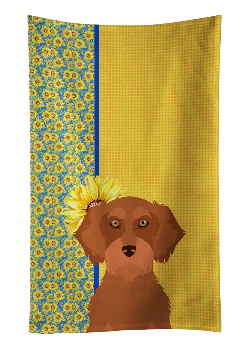 Summer Sunflowers Wirehair Red Dachshund Kitchen Towel Dish Cloths Guest Hand Towel Decorative Bathroom Towel for Face,Tea, Dishcloth, Kitchen and Bath