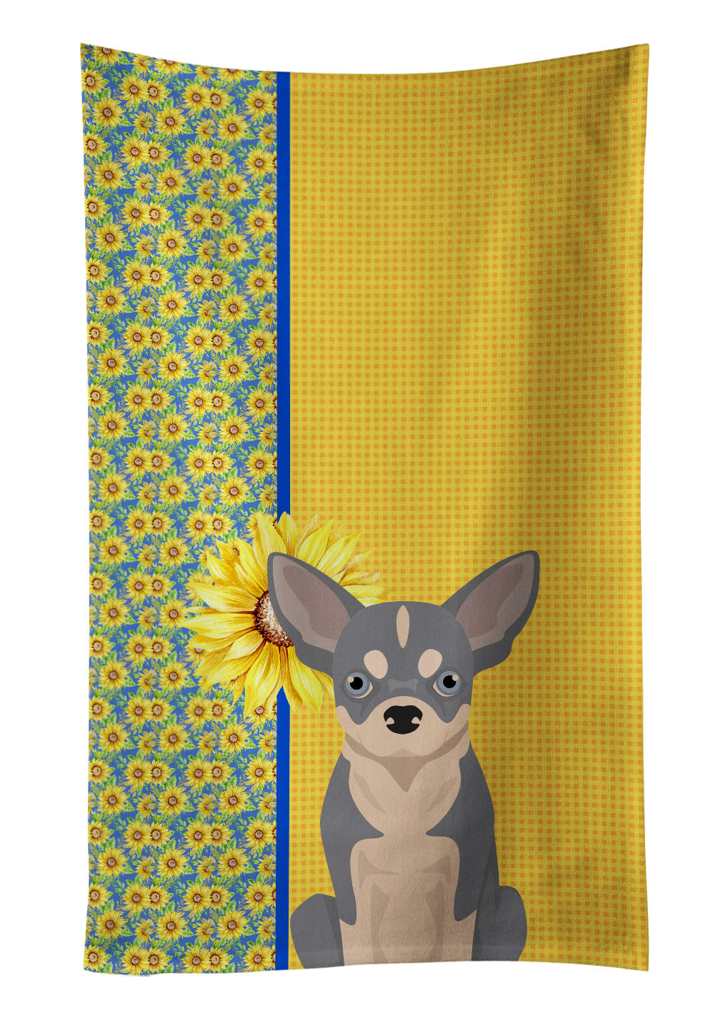 Summer Sunflowers Blue and White Chihuahua Kitchen Towel Dish Cloths Guest Hand Towel Decorative Bathroom Towel for Face,Tea, Dishcloth, Kitchen and Bath