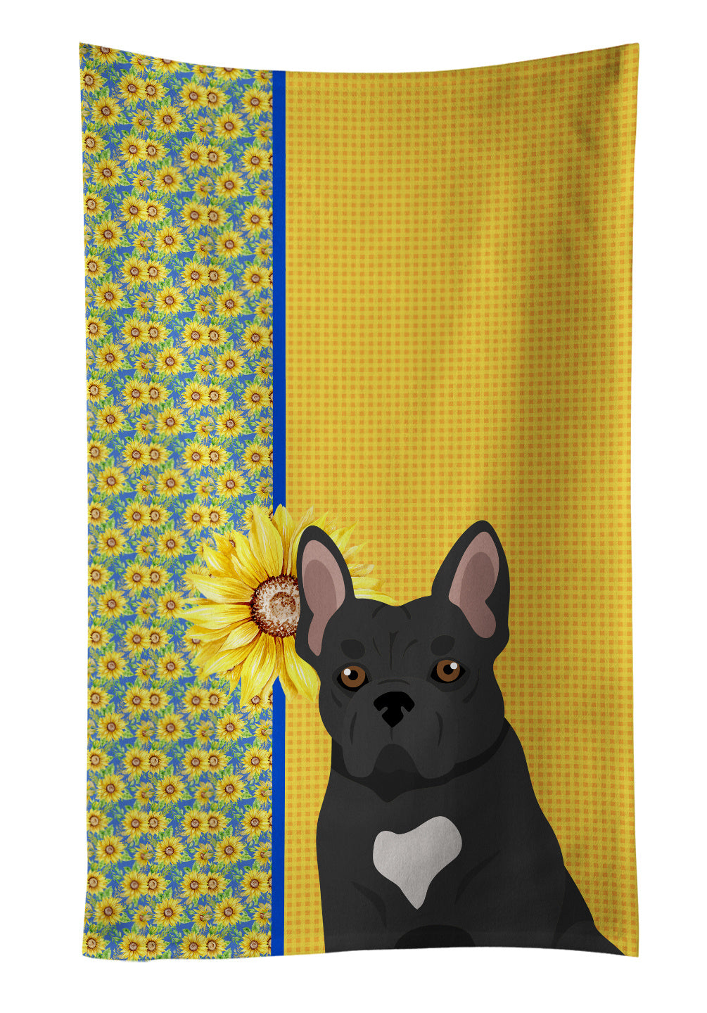 Summer Sunflowers Black French Bulldog Kitchen Towel Dish Cloths Guest Hand Towel Decorative Bathroom Towel for Face,Tea, Dishcloth, Kitchen and Bath