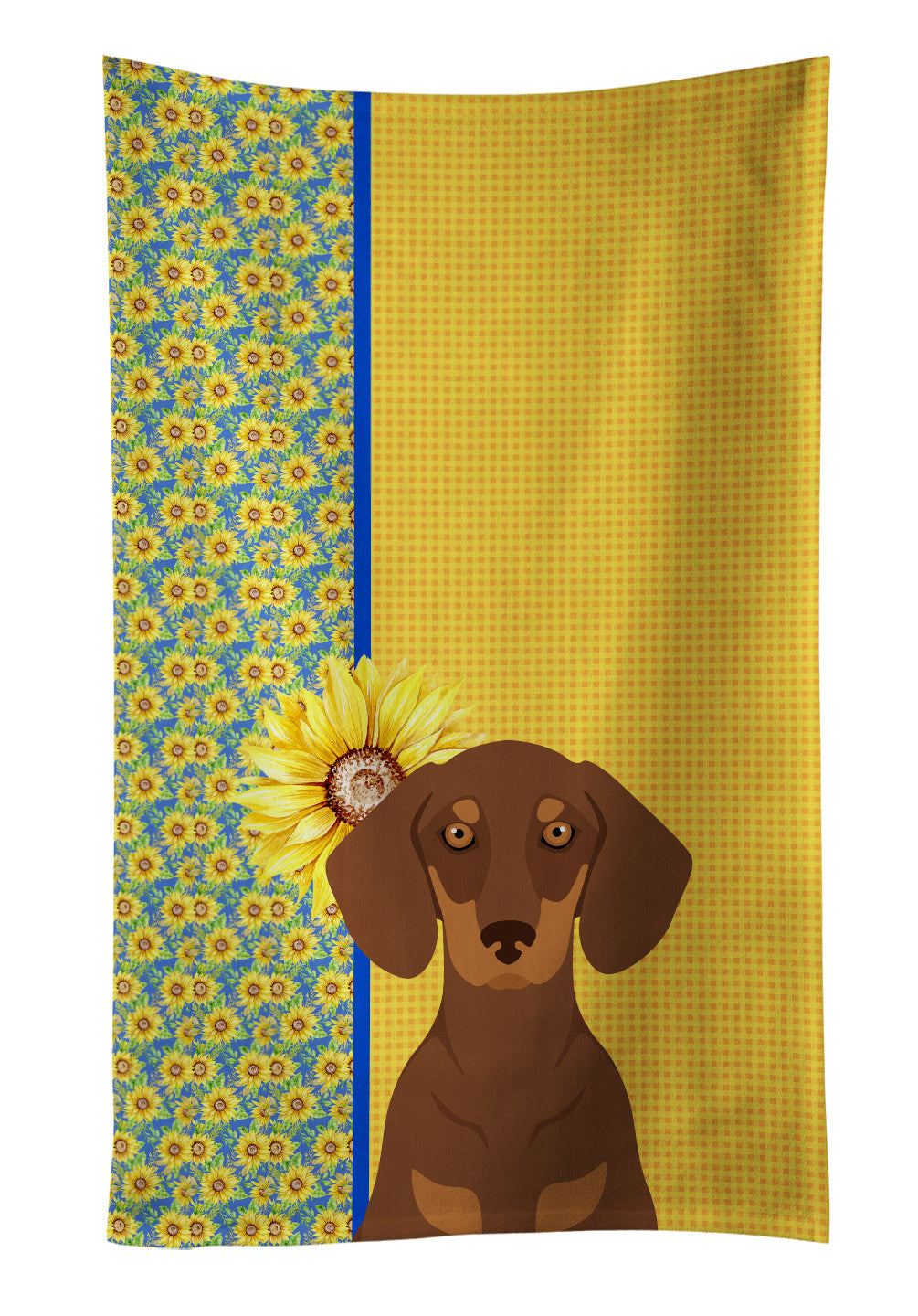 Summer Sunflowers Chocolate and Tan Dachshund Kitchen Towel Dish Cloths Guest Hand Towel Decorative Bathroom Towel for Face,Tea, Dishcloth, Kitchen and Bath