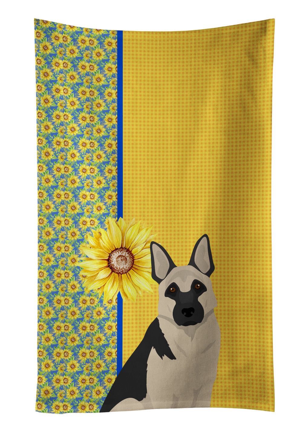 Summer Sunflowers Black and Silver German Shepherd Kitchen Towel Dish Cloths Guest Hand Towel Decorative Bathroom Towel for Face,Tea, Dishcloth, Kitchen and Bath