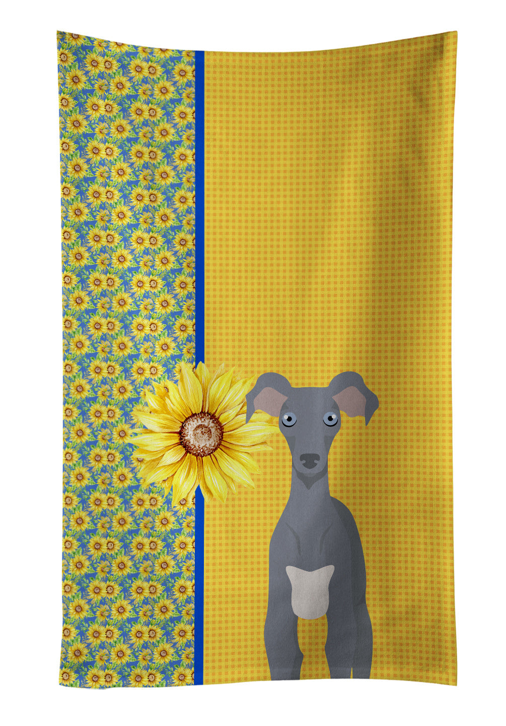 Summer Sunflowers Gray Italian Greyhound Kitchen Towel Dish Cloths Guest Hand Towel Decorative Bathroom Towel for Face,Tea, Dishcloth, Kitchen and Bath