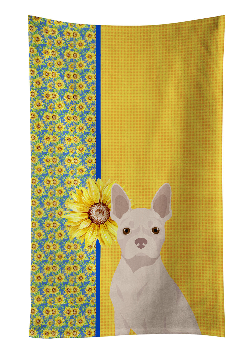 Summer Sunflowers White Boston Terrier Kitchen Towel Dish Cloths Guest Hand Towel Decorative Bathroom Towel for Face,Tea, Dishcloth, Kitchen and Bath