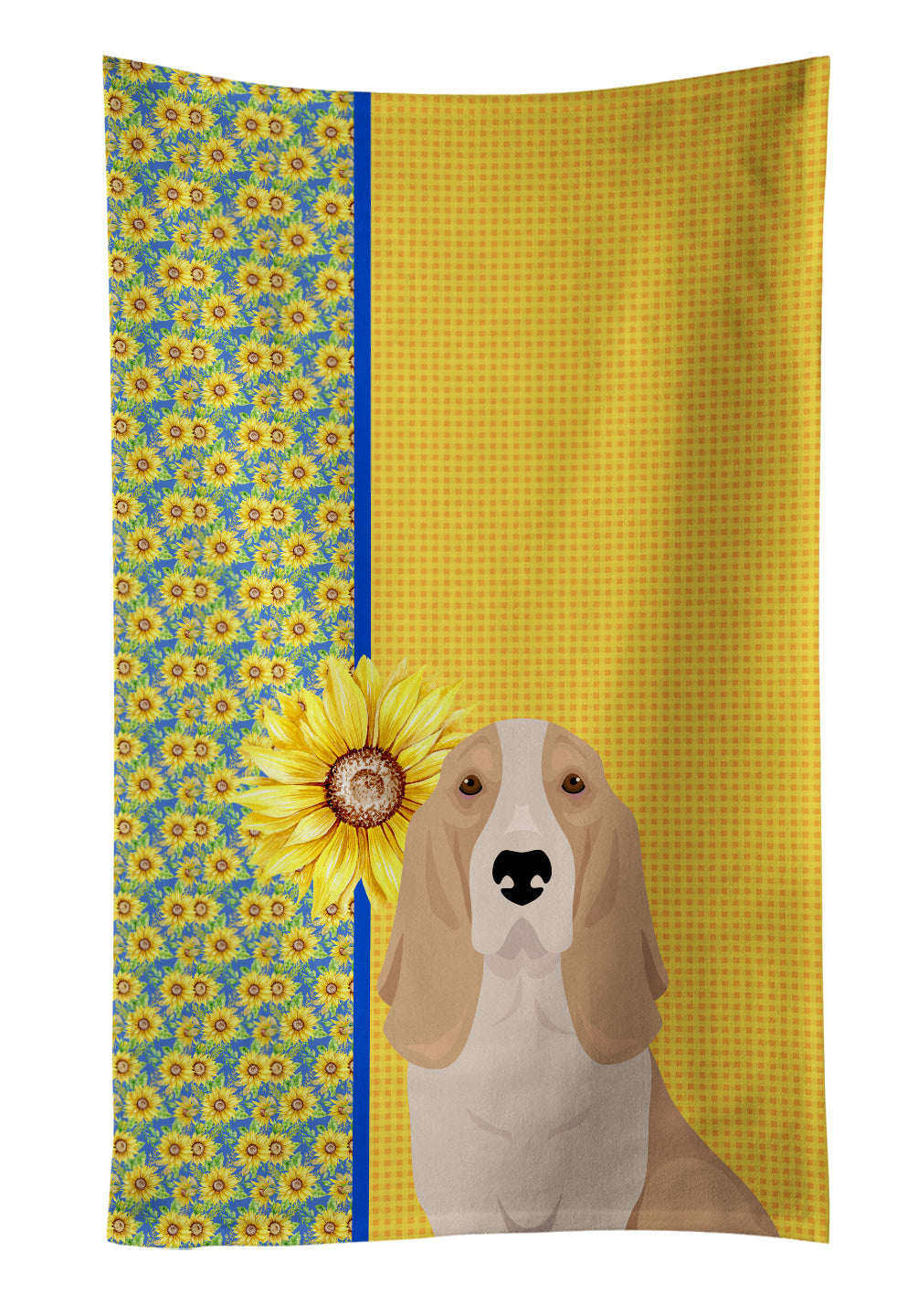 Summer Sunflowers Lemon and White Tricolor Basset Hound Kitchen Towel Dish Cloths Guest Hand Towel Decorative Bathroom Towel for Face,Tea, Dishcloth, Kitchen and Bath