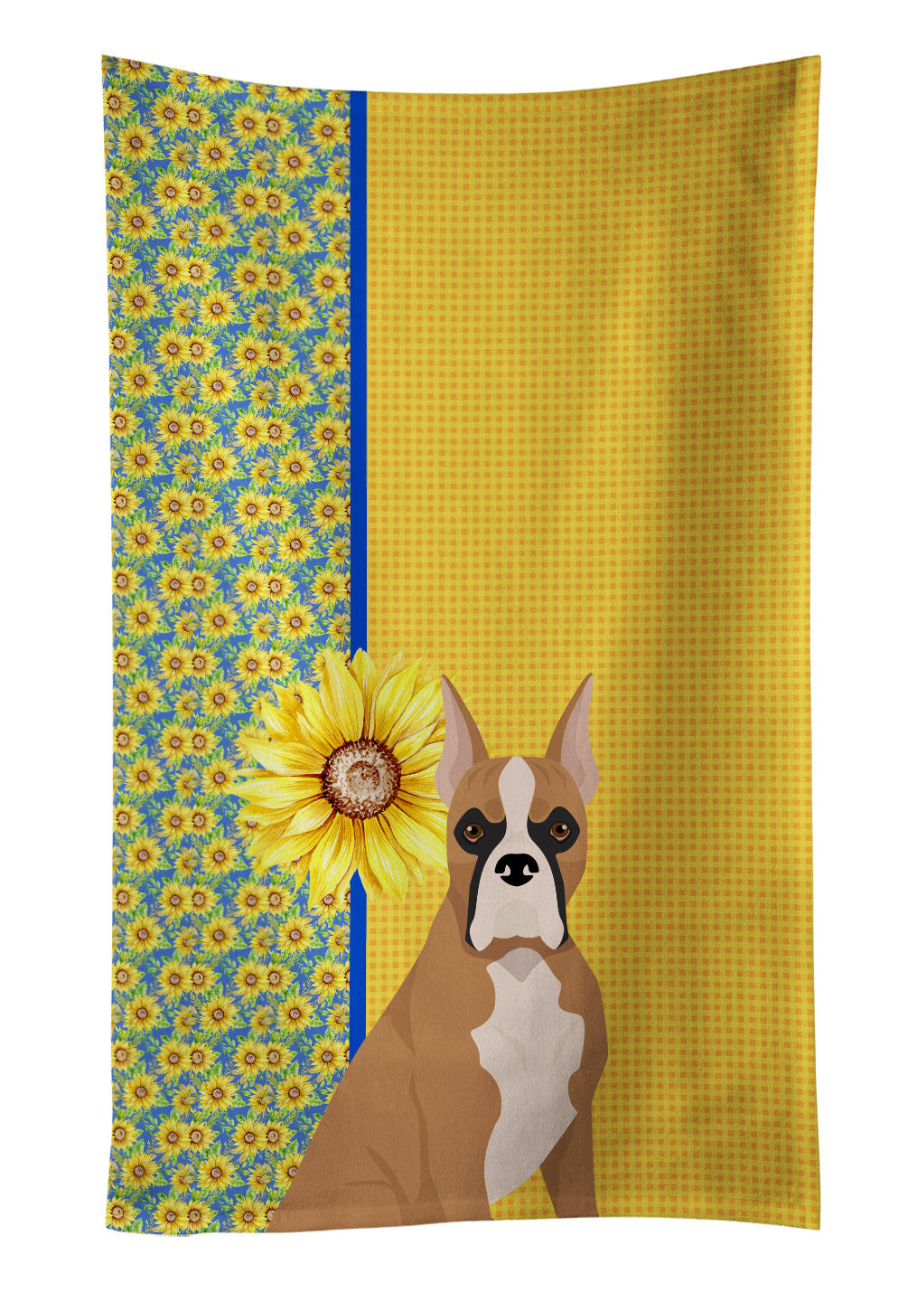 Summer Sunflowers Fawn Boxer Kitchen Towel Dish Cloths Guest Hand Towel Decorative Bathroom Towel for Face,Tea, Dishcloth, Kitchen and Bath