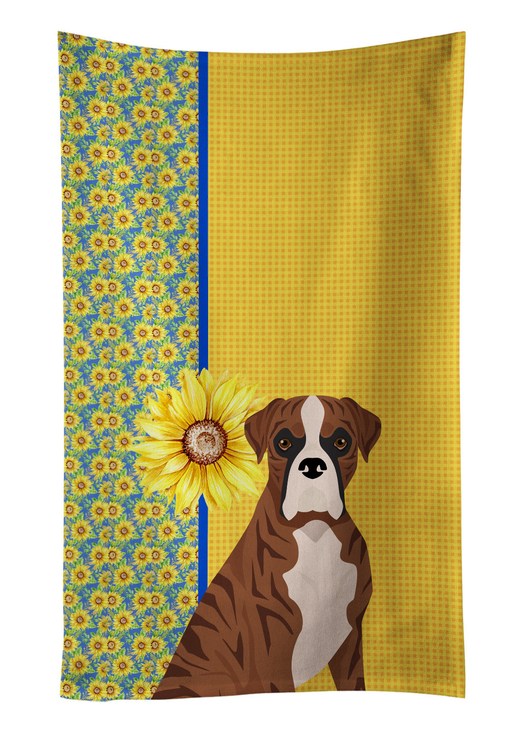 Summer Sunflowers Natural Eared Red Brindle Boxer Kitchen Towel Dish Cloths Guest Hand Towel Decorative Bathroom Towel for Face,Tea, Dishcloth, Kitchen and Bath