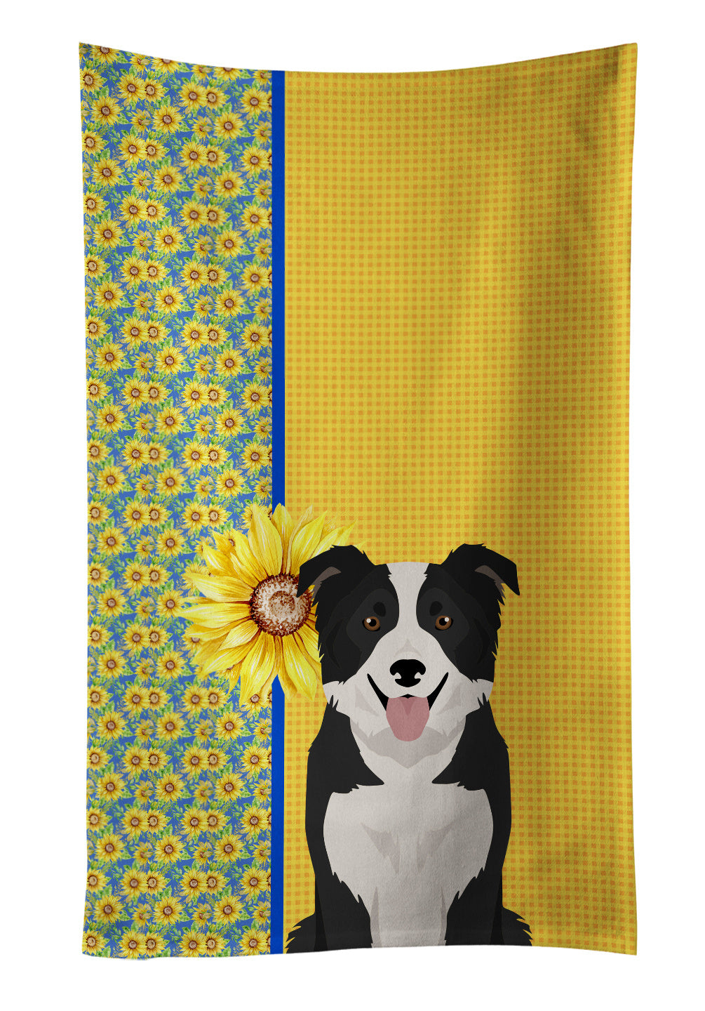 Summer Sunflowers Black and White Border Collie Kitchen Towel Dish Cloths Guest Hand Towel Decorative Bathroom Towel for Face,Tea, Dishcloth, Kitchen and Bath