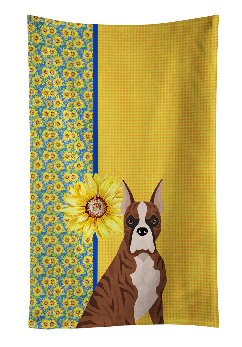 Summer Sunflowers Red Brindle Boxer Kitchen Towel Dish Cloths Guest Hand Towel Decorative Bathroom Towel for Face,Tea, Dishcloth, Kitchen and Bath