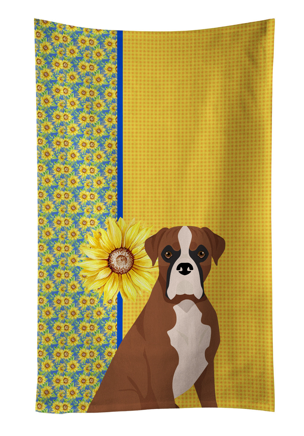 Summer Sunflowers Natural Eared Red Fawn Boxer Kitchen Towel Dish Cloths Guest Hand Towel Decorative Bathroom Towel for Face,Tea, Dishcloth, Kitchen and Bath