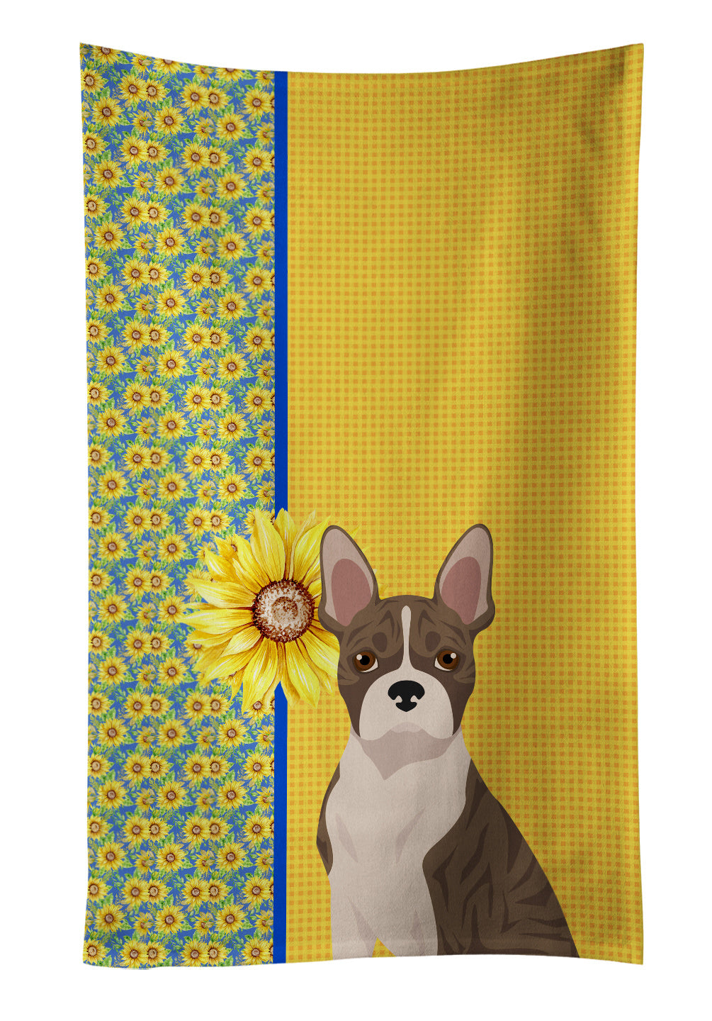 Summer Sunflowers Brindle Boston Terrier Kitchen Towel Dish Cloths Guest Hand Towel Decorative Bathroom Towel for Face,Tea, Dishcloth, Kitchen and Bath