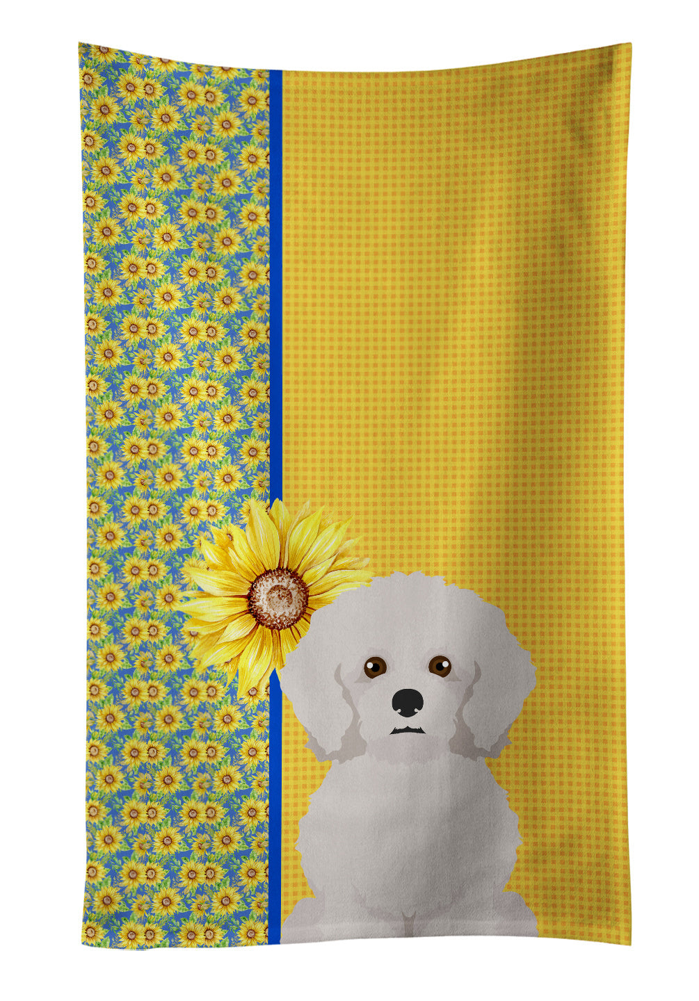 Summer Sunflowers Bichon Frise Kitchen Towel Dish Cloths Guest Hand Towel Decorative Bathroom Towel for Face,Tea, Dishcloth, Kitchen and Bath