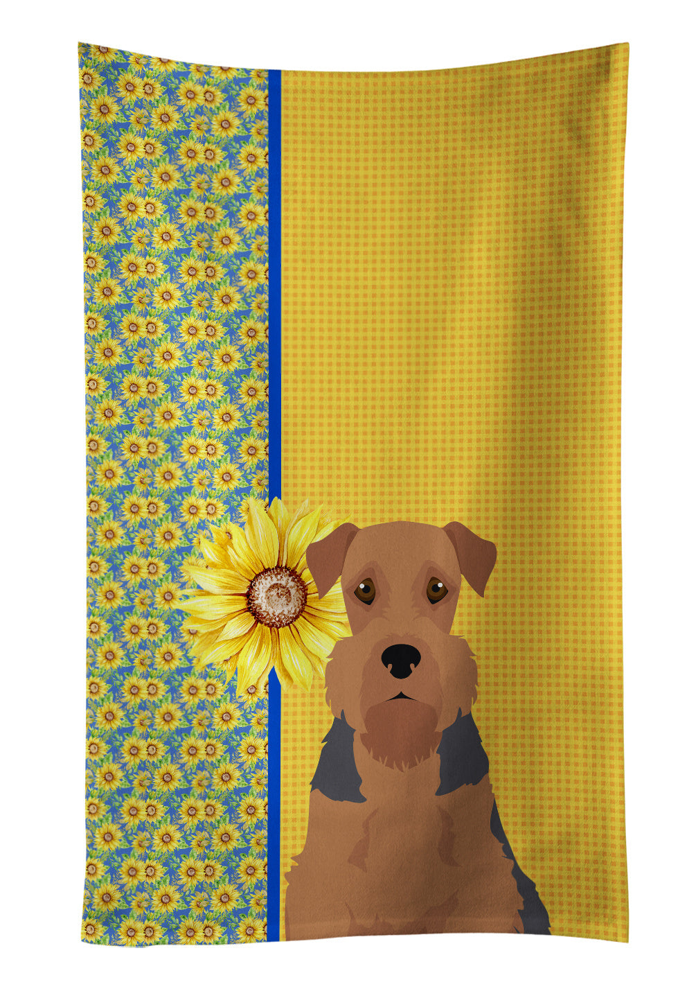 Summer Sunflowers Grizzle and Tan Airedale Terrier Kitchen Towel Dish Cloths Guest Hand Towel Decorative Bathroom Towel for Face,Tea, Dishcloth, Kitchen and Bath