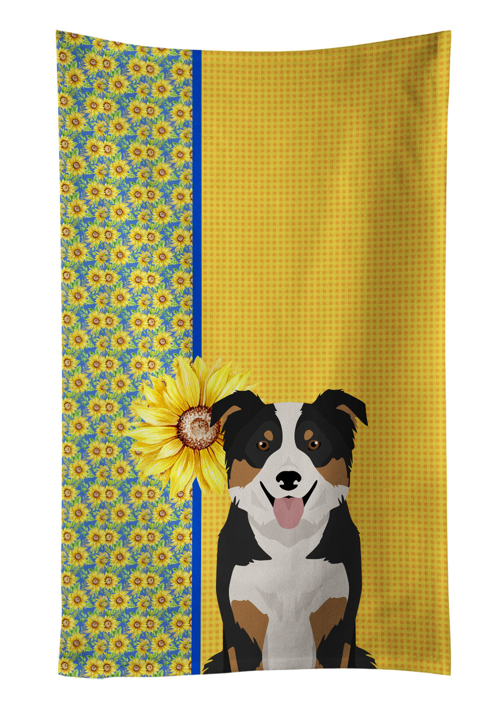 Summer Sunflowers Tricolor Border Collie Kitchen Towel Dish Cloths Guest Hand Towel Decorative Bathroom Towel for Face,Tea, Dishcloth, Kitchen and Bath