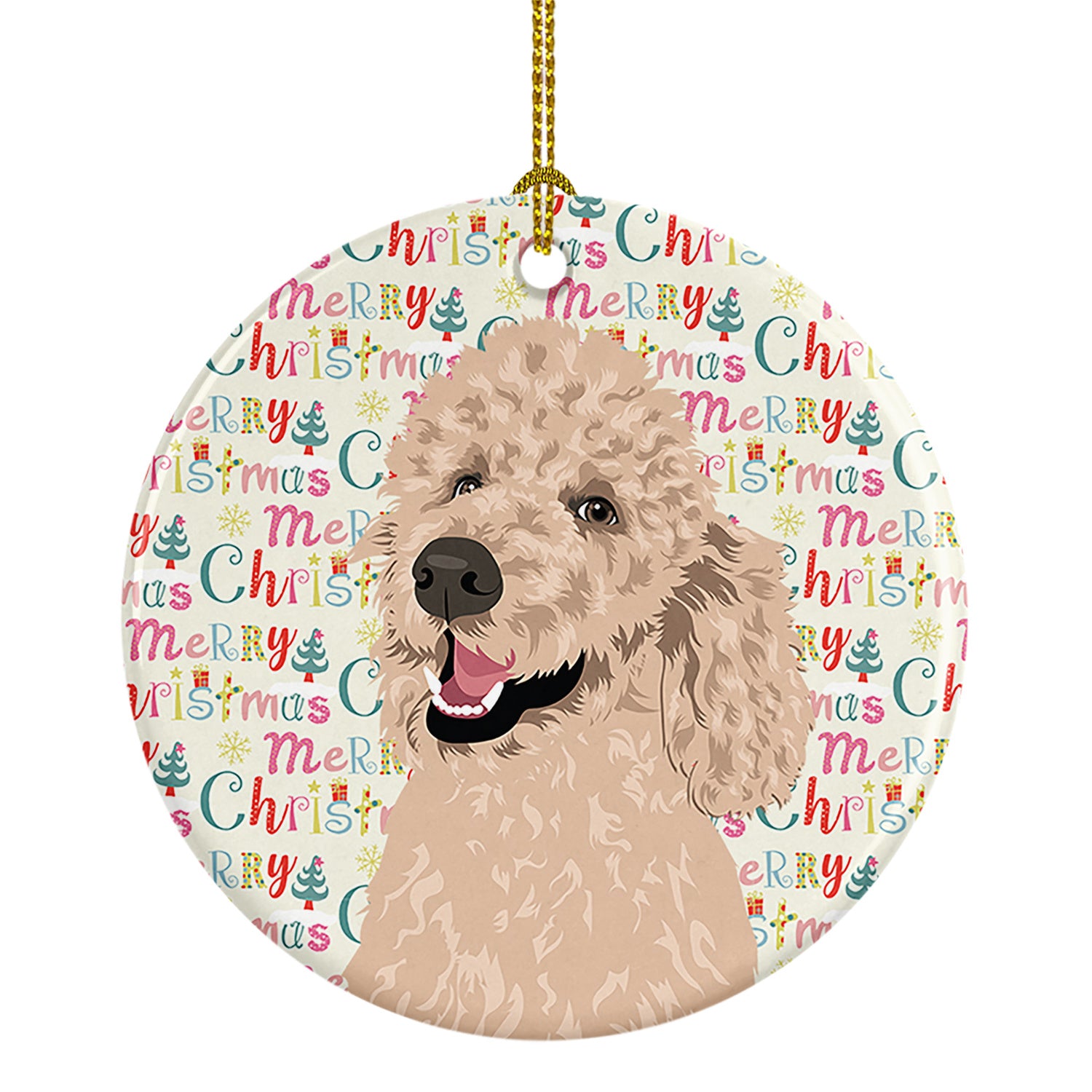 Poodle Standard Cafe Au Lait Christmas Ceramic Ornament Christmas Tree Hanging Decorations for Home Christmas Holiday, Party, Gift, 3 in, Multicolor