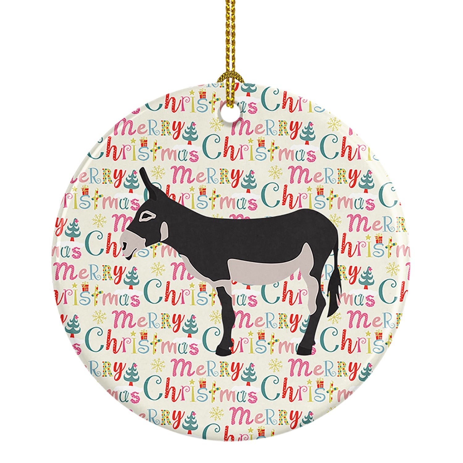 American Mammoth Jack Donkey Christmas Ceramic Ornament Christmas Tree Hanging Decorations for Home Christmas Holiday, Party, Gift, 3 in, Multicolor