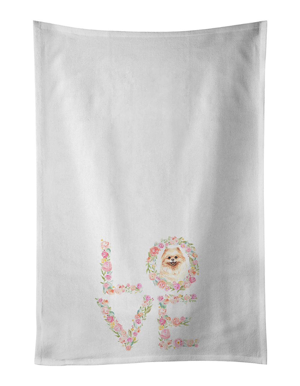 NEW Pomeranian #2 Love Kitchen Towel Set of 2 White Dish Towels Decorative Bathroom Hand towel for Hand, Face, Hair, Yoga, Tea, Dishcloth, 19 X 28", White