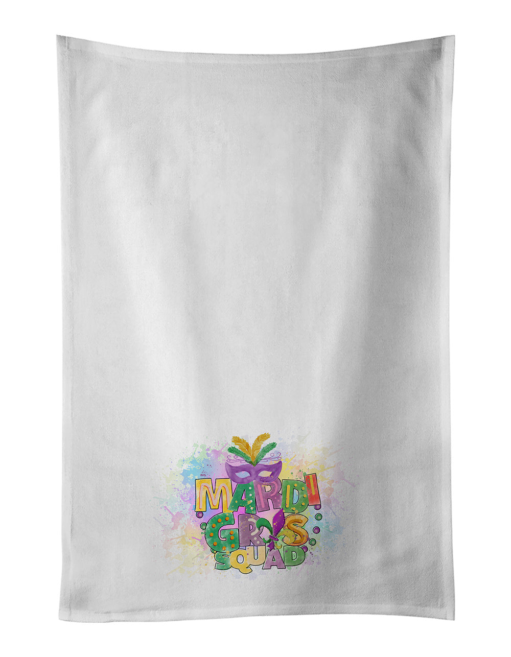 Mardi Gras Squad Kitchen Towel Set of 2 White Dish Towels Decorative Bathroom Hand towel for Hand, Face, Hair, Yoga, Tea, Dishcloth, 19 X 28", White