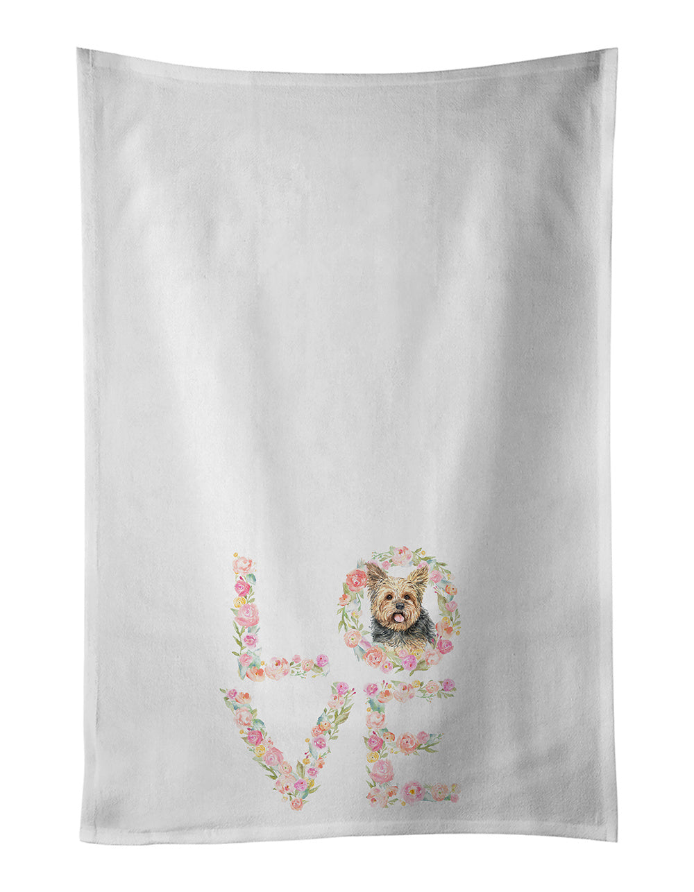 NEW Yorkshire Terrier Yorkie #3 Love Kitchen Towel Set of 2 White Dish Towels Decorative Bathroom Hand towel for Hand, Face, Hair, Yoga, Tea, Dishcloth, 19 X 28", White