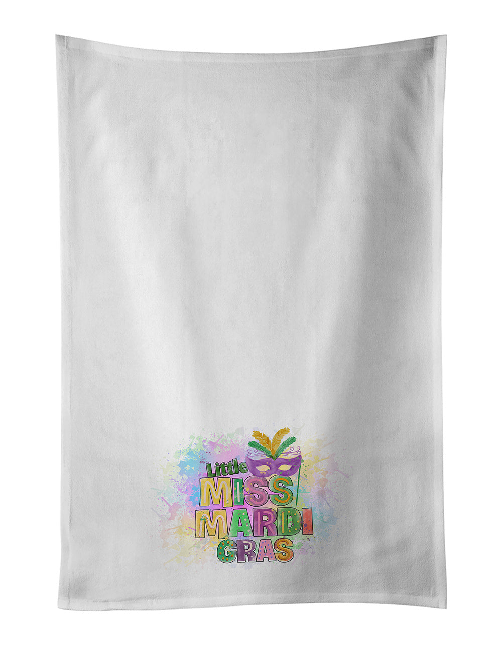 NEW Little Miss Mardi Gras Kitchen Towel Set of 2 White Dish Towels Decorative Bathroom Hand towel for Hand, Face, Hair, Yoga, Tea, Dishcloth, 19 X 28", White