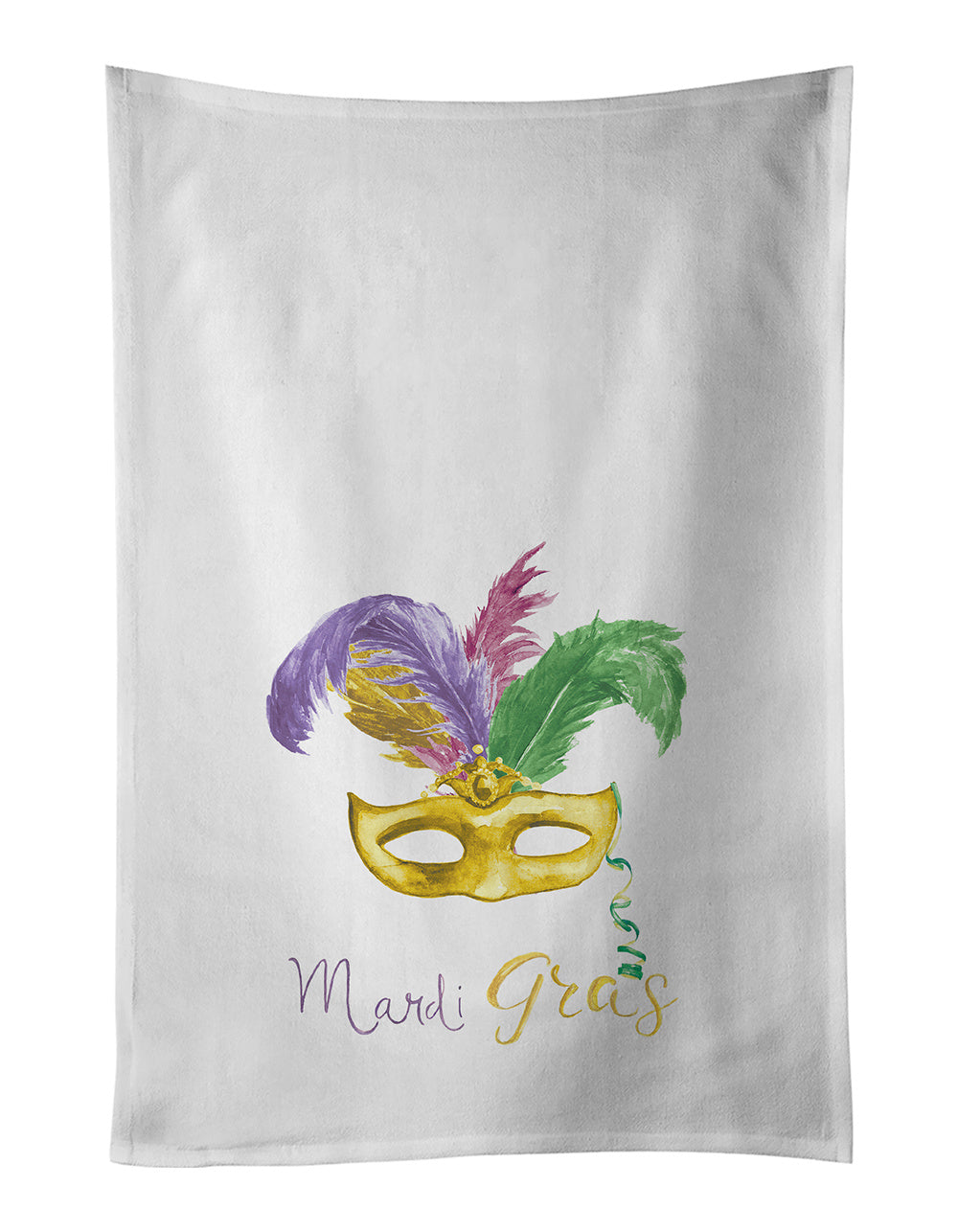 NEW Yellow Mask Mardi Gras Kitchen Towel Set of 2 White Dish Towels Decorative Bathroom Hand towel for Hand, Face, Hair, Yoga, Tea, Dishcloth, 19 X 28", White