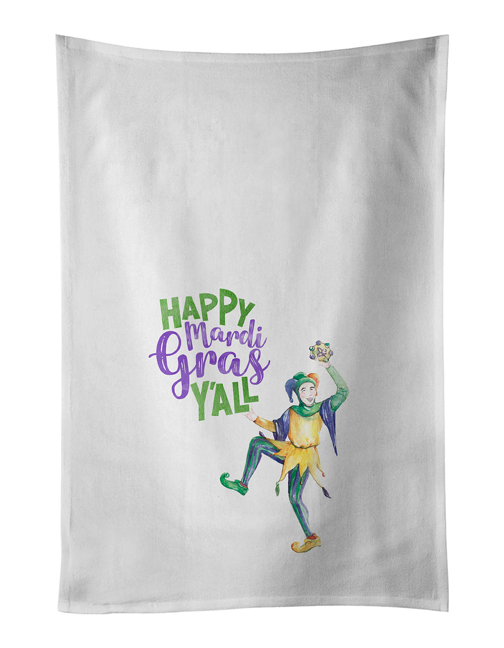 NEW Happy Mardi Gras Kitchen Towel Set of 2 White Dish Towels Decorative Bathroom Hand towel for Hand, Face, Hair, Yoga, Tea, Dishcloth, 19 X 28", White