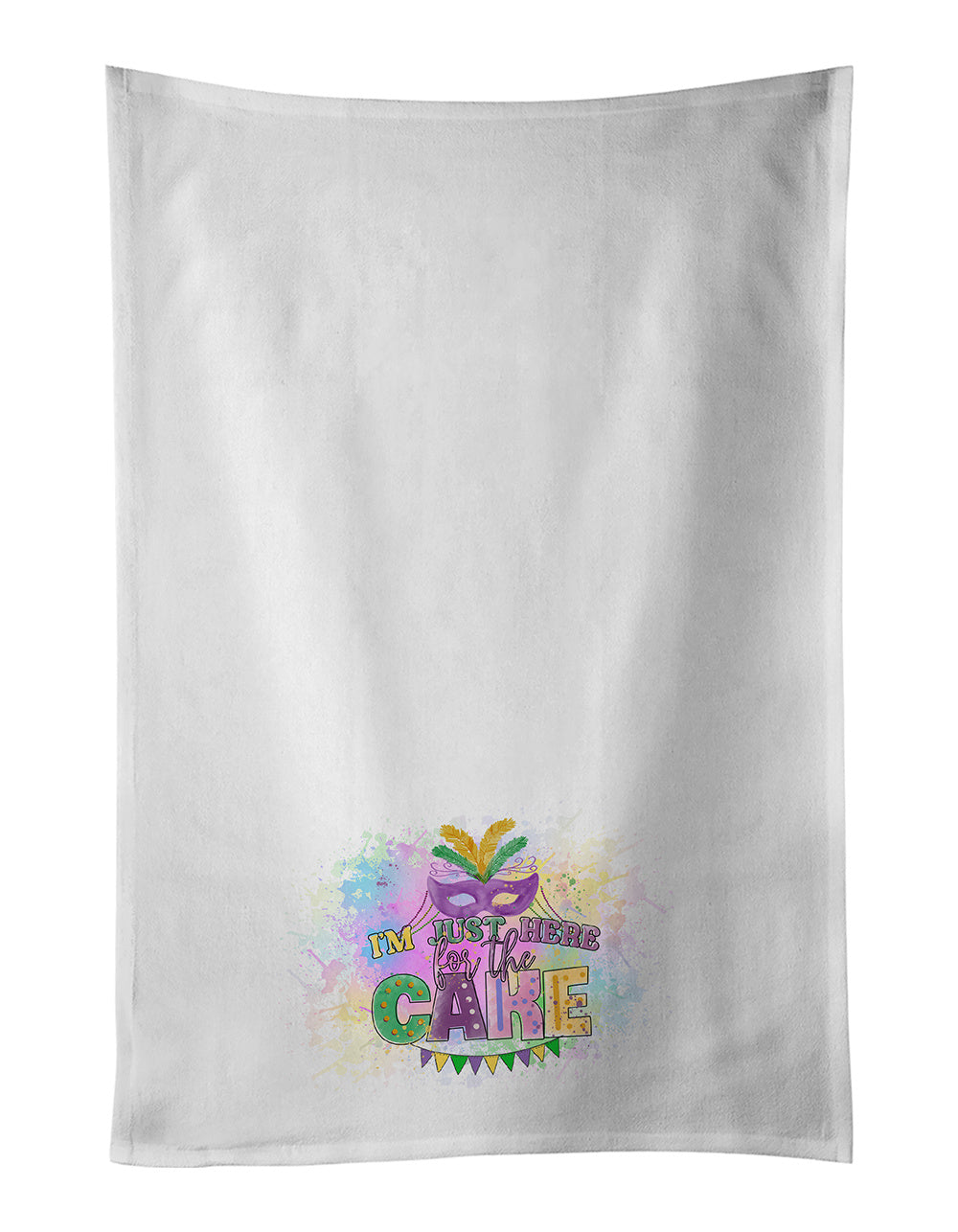 NEW I am Just Here for Cake Mardi Gras Kitchen Towel Set of 2 White Dish Towels Decorative Bathroom Hand towel for Hand, Face, Hair, Yoga, Tea, Dishcloth, 19 X 28", White