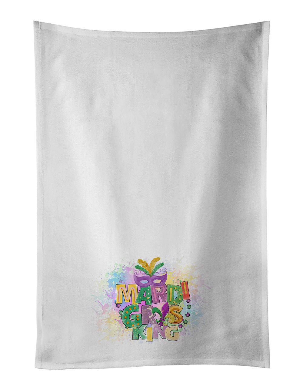 NEW Mardi Gras King Kitchen Towel Set of 2 White Dish Towels Decorative Bathroom Hand towel for Hand, Face, Hair, Yoga, Tea, Dishcloth, 19 X 28", White