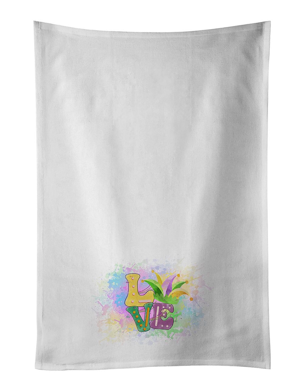 NEW Love Mardi Gras Kitchen Towel Set of 2 White Dish Towels Decorative Bathroom Hand towel for Hand, Face, Hair, Yoga, Tea, Dishcloth, 19 X 28", White