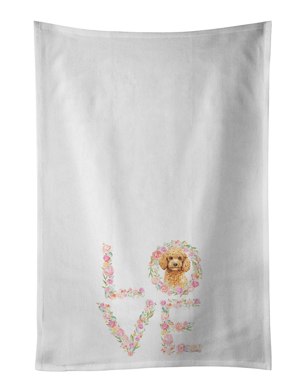 NEW Poodle Love Kitchen Towel Set of 2 White Dish Towels Decorative Bathroom Hand towel for Hand, Face, Hair, Yoga, Tea, Dishcloth, 19 X 28", White