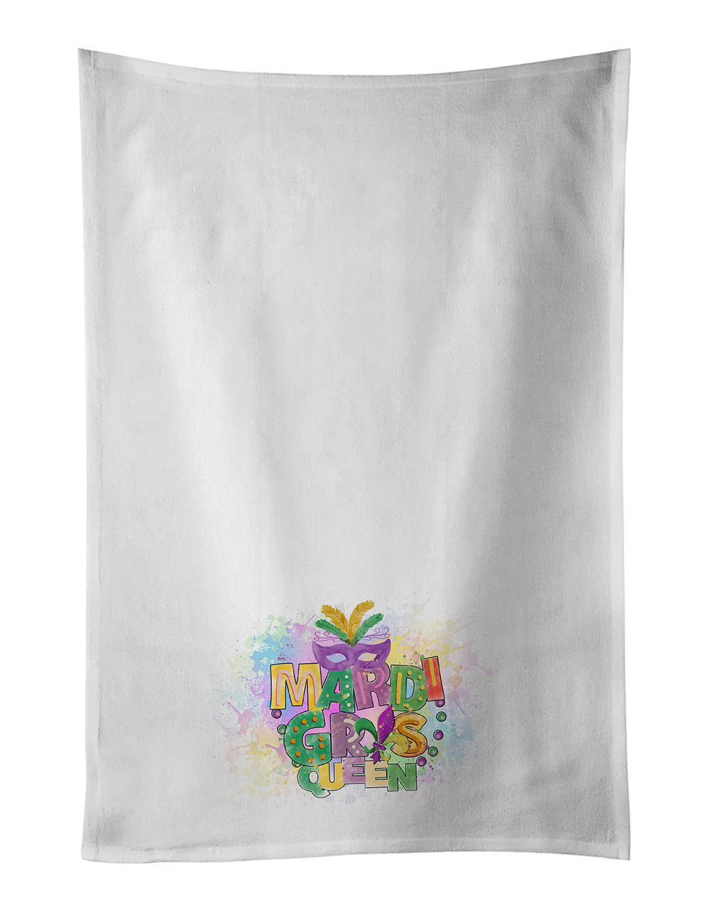 NEW Mardi Gras Queen Kitchen Towel Set of 2 White Dish Towels Decorative Bathroom Hand towel for Hand, Face, Hair, Yoga, Tea, Dishcloth, 19 X 28", White