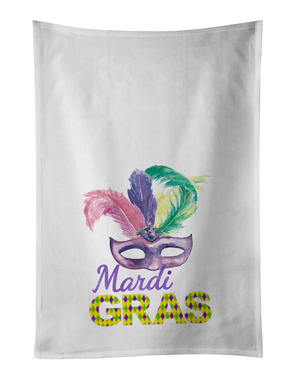 NEW Purple Mask Mardi Gras Kitchen Towel Set of 2 White Dish Towels Decorative Bathroom Hand towel for Hand, Face, Hair, Yoga, Tea, Dishcloth, 19 X 28", White