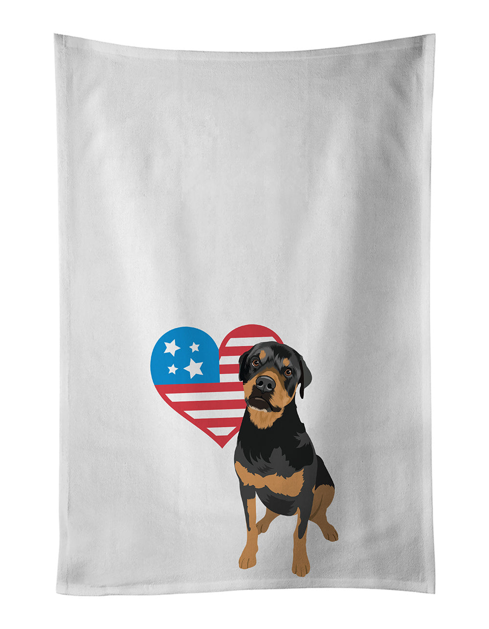 NEW Rottweiler Black and Rust Patriotic Kitchen Towel Set of 2 White Dish Towels Decorative Bathroom Hand towel for Hand, Face, Hair, Yoga, Tea, Dishcloth, 19 X 28", White