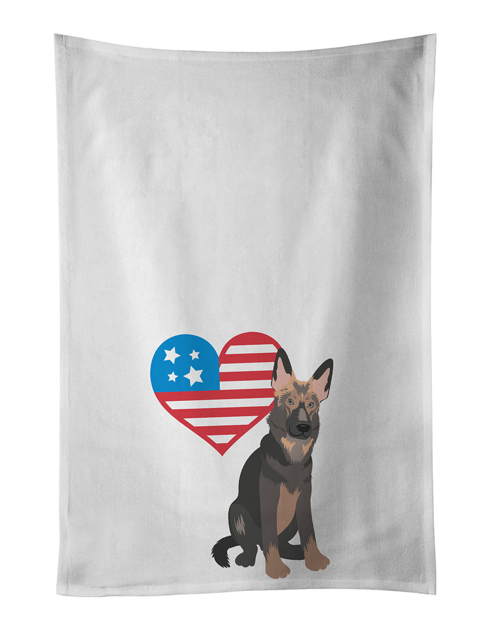 NEW German Shepherd Puppy Patriotic Kitchen Towel Set of 2 White Dish Towels Decorative Bathroom Hand towel for Hand, Face, Hair, Yoga, Tea, Dishcloth, 19 X 28", White