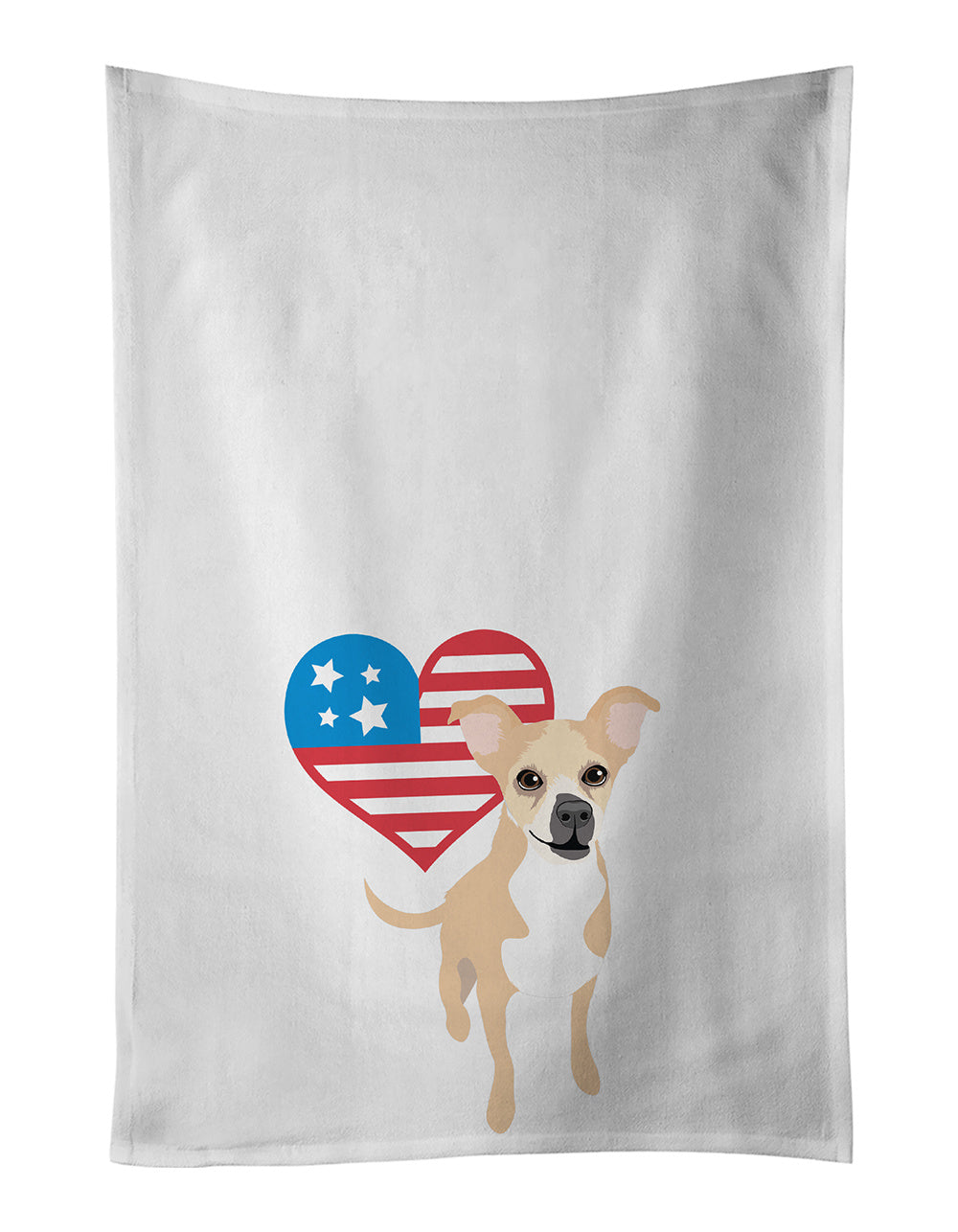 NEW Chihuahua Gold and White Patriotic Kitchen Towel Set of 2 White Dish Towels Decorative Bathroom Hand towel for Hand, Face, Hair, Yoga, Tea, Dishcloth, 19 X 28", White