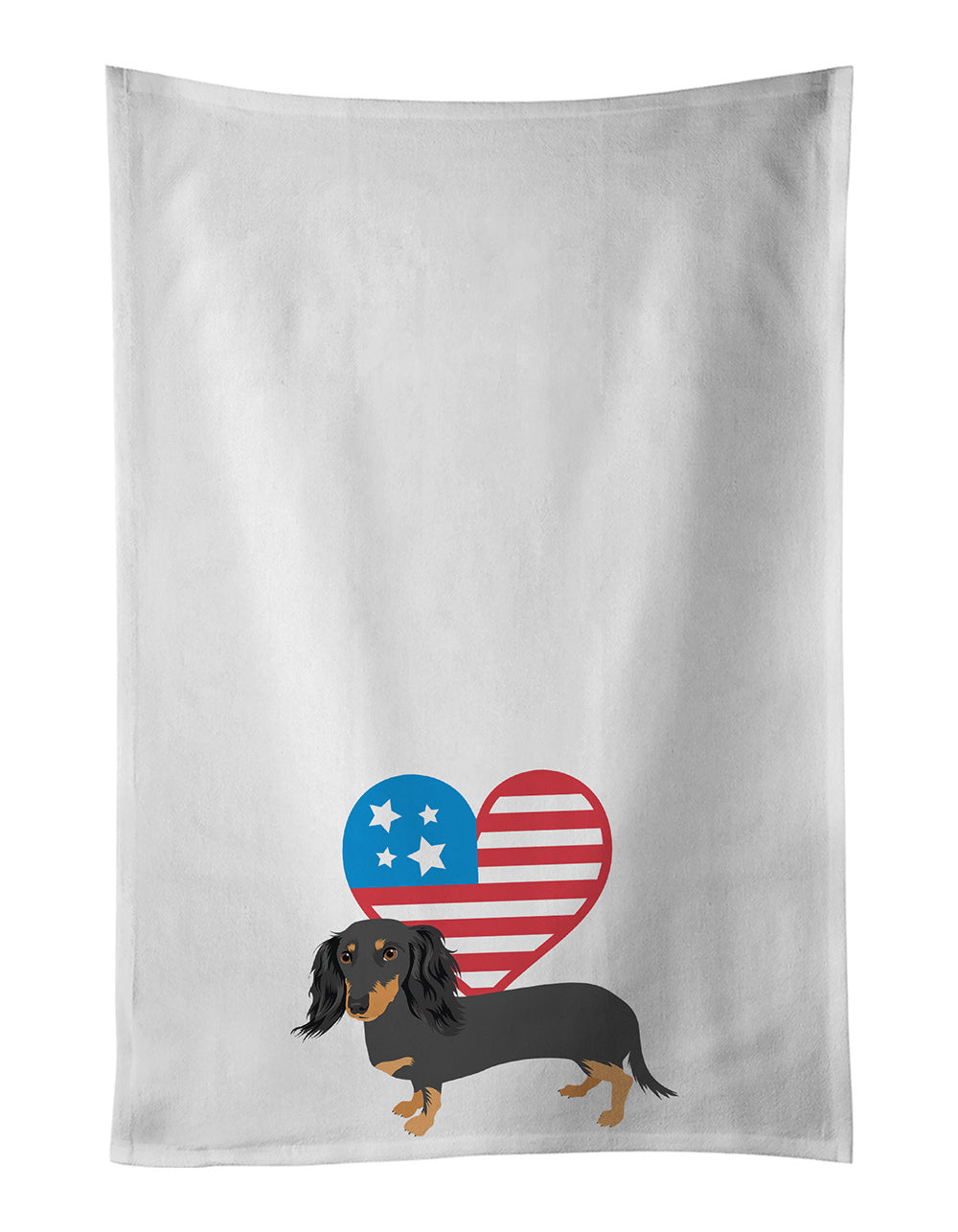 NEW Dachshund Black and Tan #2 Patriotic Kitchen Towel Set of 2 White Dish Towels Decorative Bathroom Hand towel for Hand, Face, Hair, Yoga, Tea, Dishcloth, 19 X 28", White