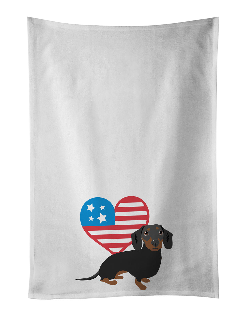 Dachshund Black and Tan #1Patriotic Kitchen Towel Set of 2 White Dish Towels Decorative Bathroom Hand towel for Hand, Face, Hair, Yoga, Tea, Dishcloth, 19 X 28", White