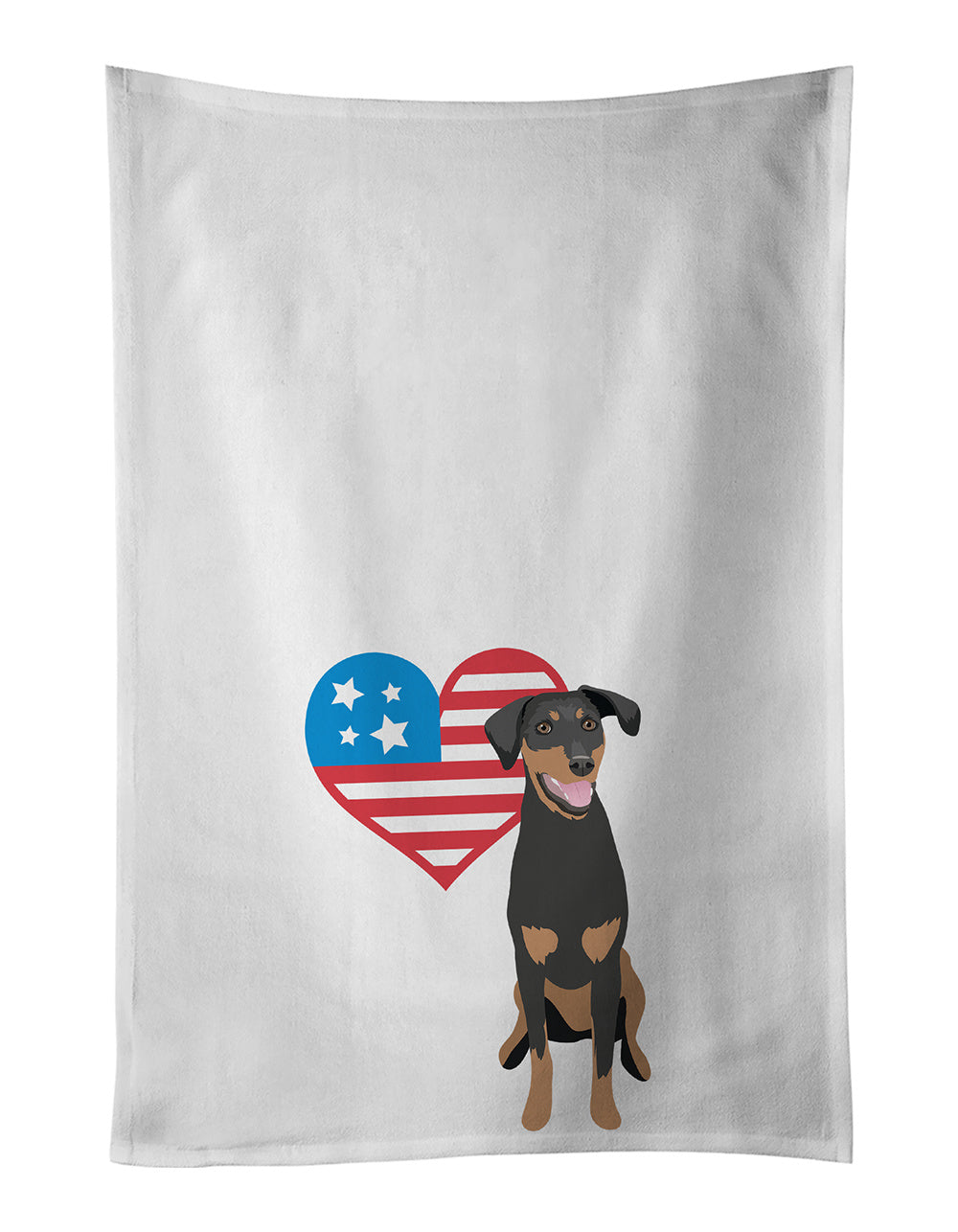 NEW Doberman Pinscher Black and Rust Natural Ears #1 Patriotic Kitchen Towel Set of 2 White Dish Towels Decorative Bathroom Hand towel for Hand, Face, Hair, Yoga, Tea, Dishcloth, 19 X 28", White